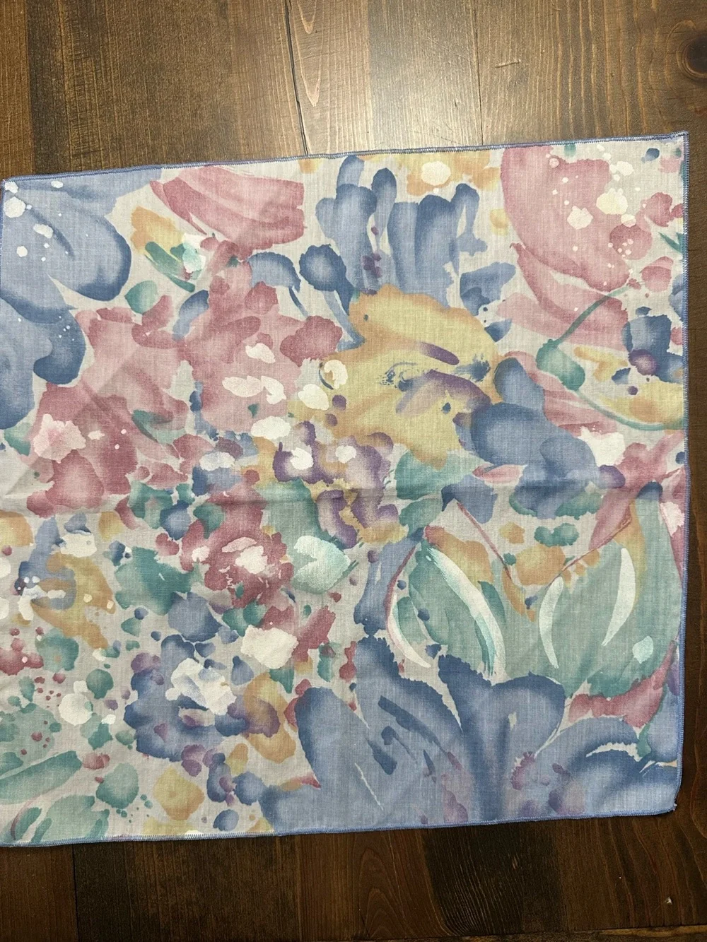 Vintage 80s Watercolor Floral Cloth Napkins Set of 4 Pastel